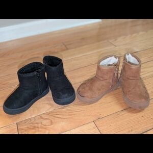 Black and Brown Fuzzy Lined Cat And Jack Boots 5c